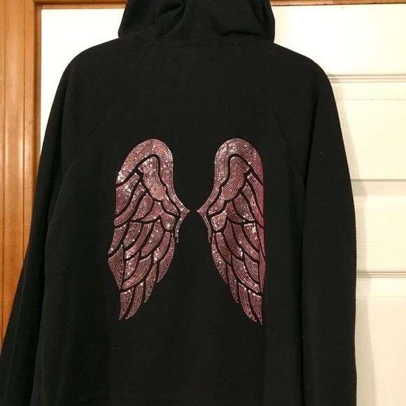 black hoodie with angel wings